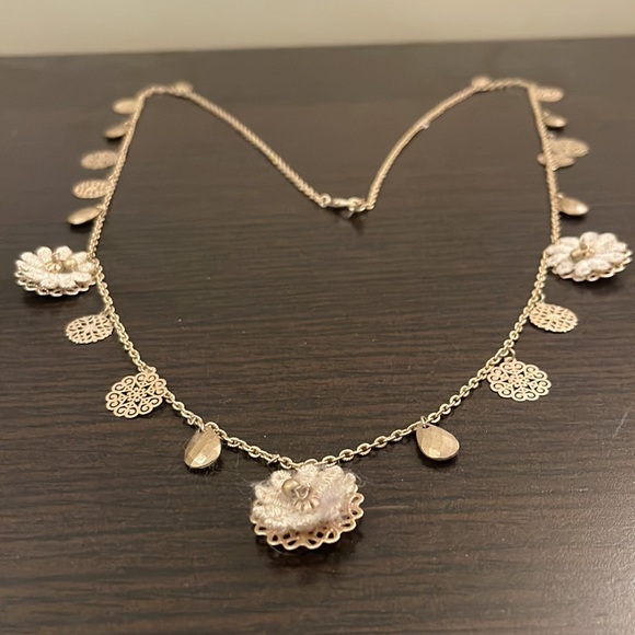 Long Floral Gold Necklace - Picture 2 of 3